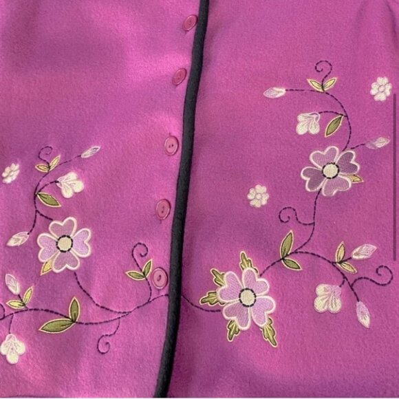 Vintage Crossroads Pink Fleece Embroidered Button  Up Cardigan S - Picture 5 of 10